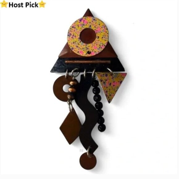 Vintage Memphis-Era Post Modern Kinetic Brooch Attributed to EVE KAPLIN - Picture 1 of 11